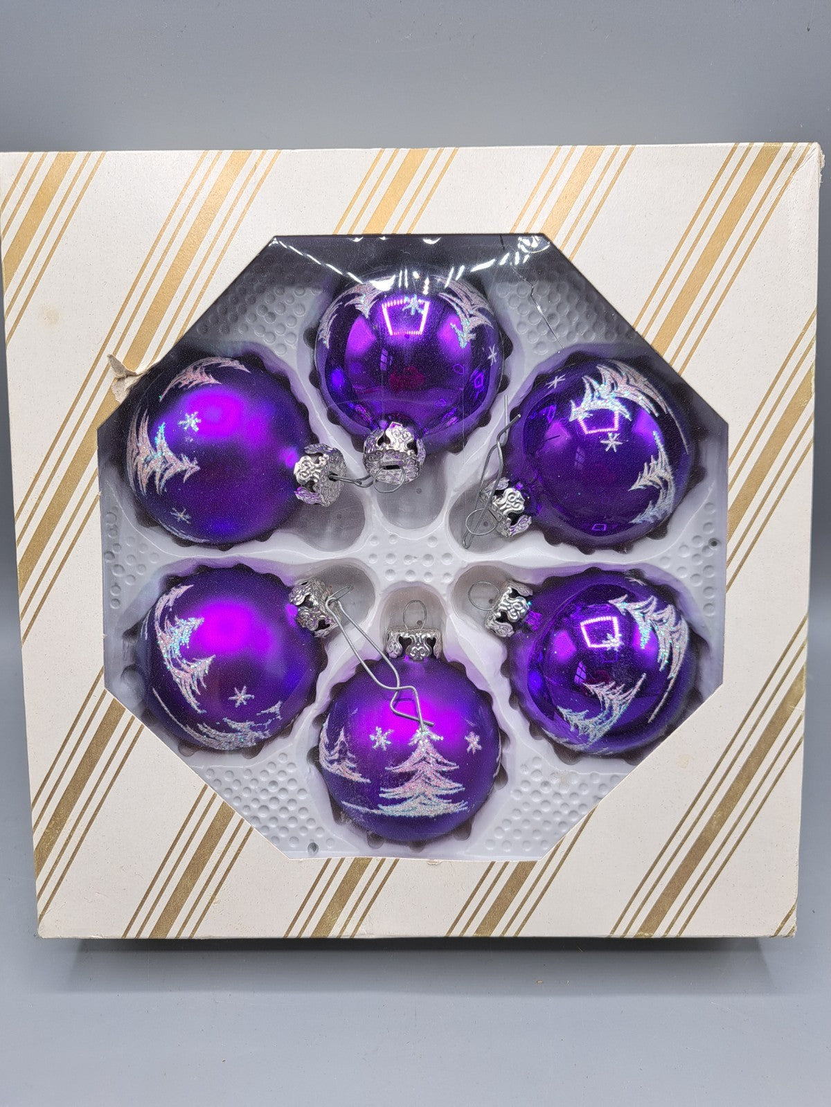 Glas Weihnachtskugeln 5 cm Lila, 6 Stück